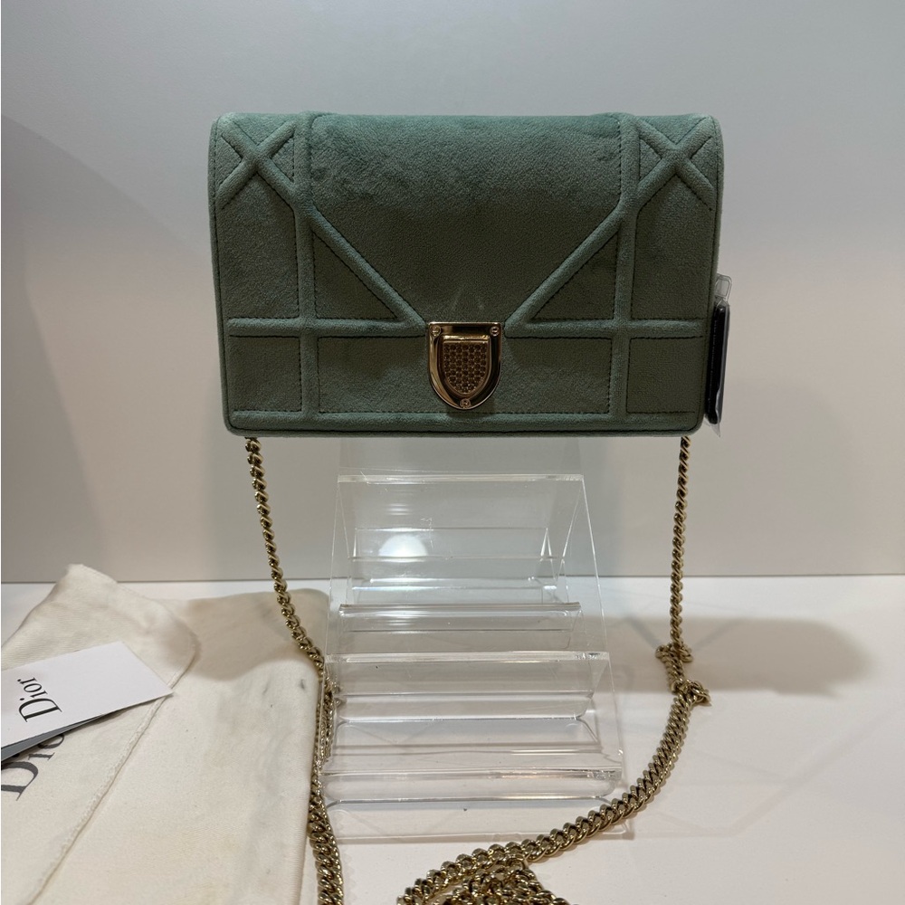 Christian Dior Diorama Green Velvet Crossbody Bag